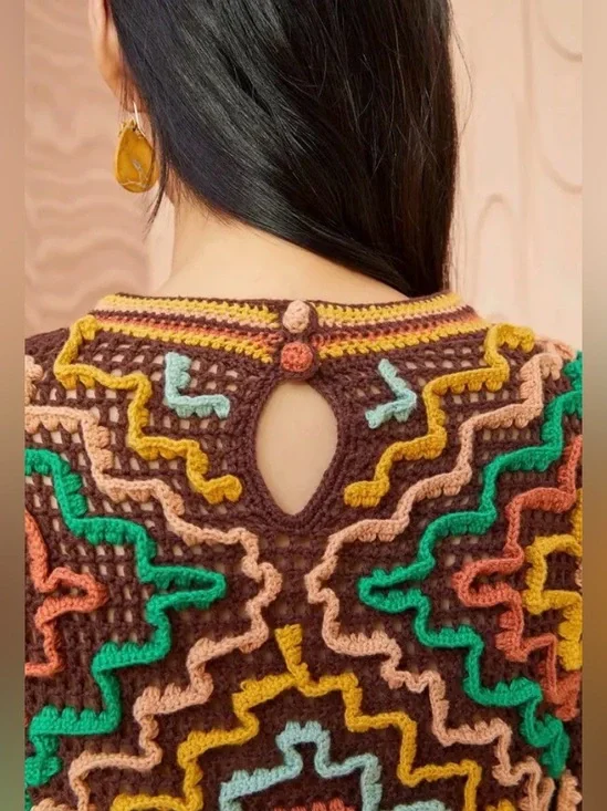 Ulla Johnson Kalila Top Fire Opal Crochet Short Sleeves Size PS (US 2-4) - Picture 4 of 16